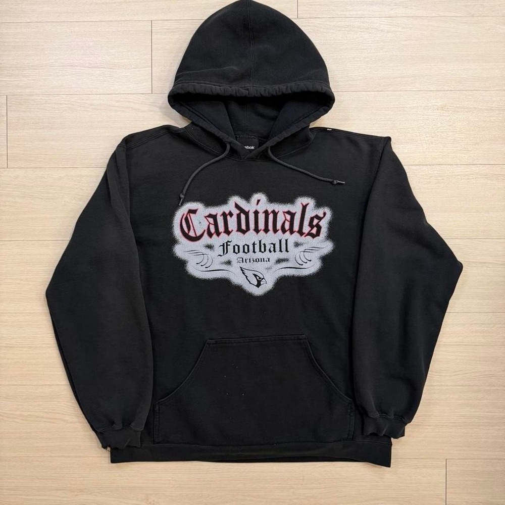 Y2K Arizona Cardinals Script Black Hoodie Mens Size Large NFL Footballl